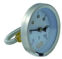 Hőmérő óra RUGÓS, 45mm benyúlású, átm: 63mm-  0-120 °C